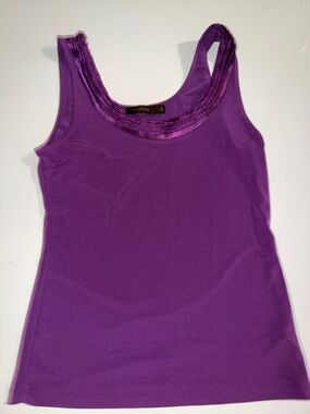 The Limited Purple Scoop Neck Tank with Shimmer Trim Vintage